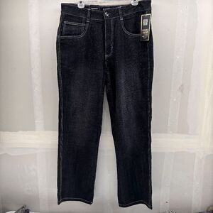 South Pole Jeans Mens 34x32 Baggy Denim Faded Relaxed Fit Black White Stitch NWT